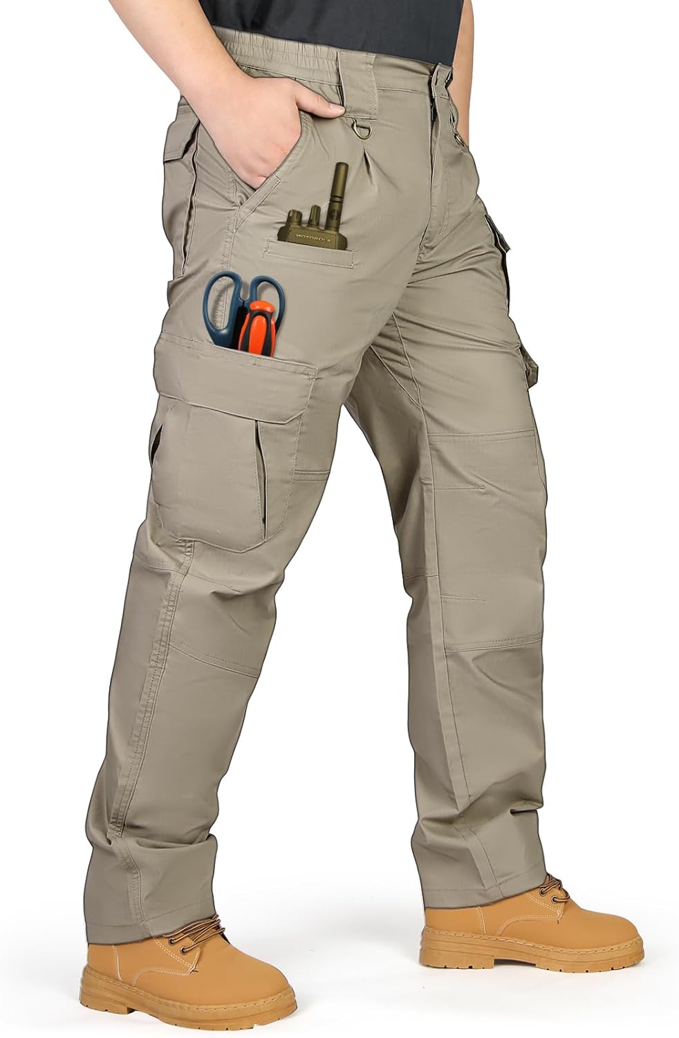 IGOLUMON Men's Stretch Tactical Pants, Breathable Ripstop Cargo Pants, Outdoor Lightweight EDC Work Hiking Pants