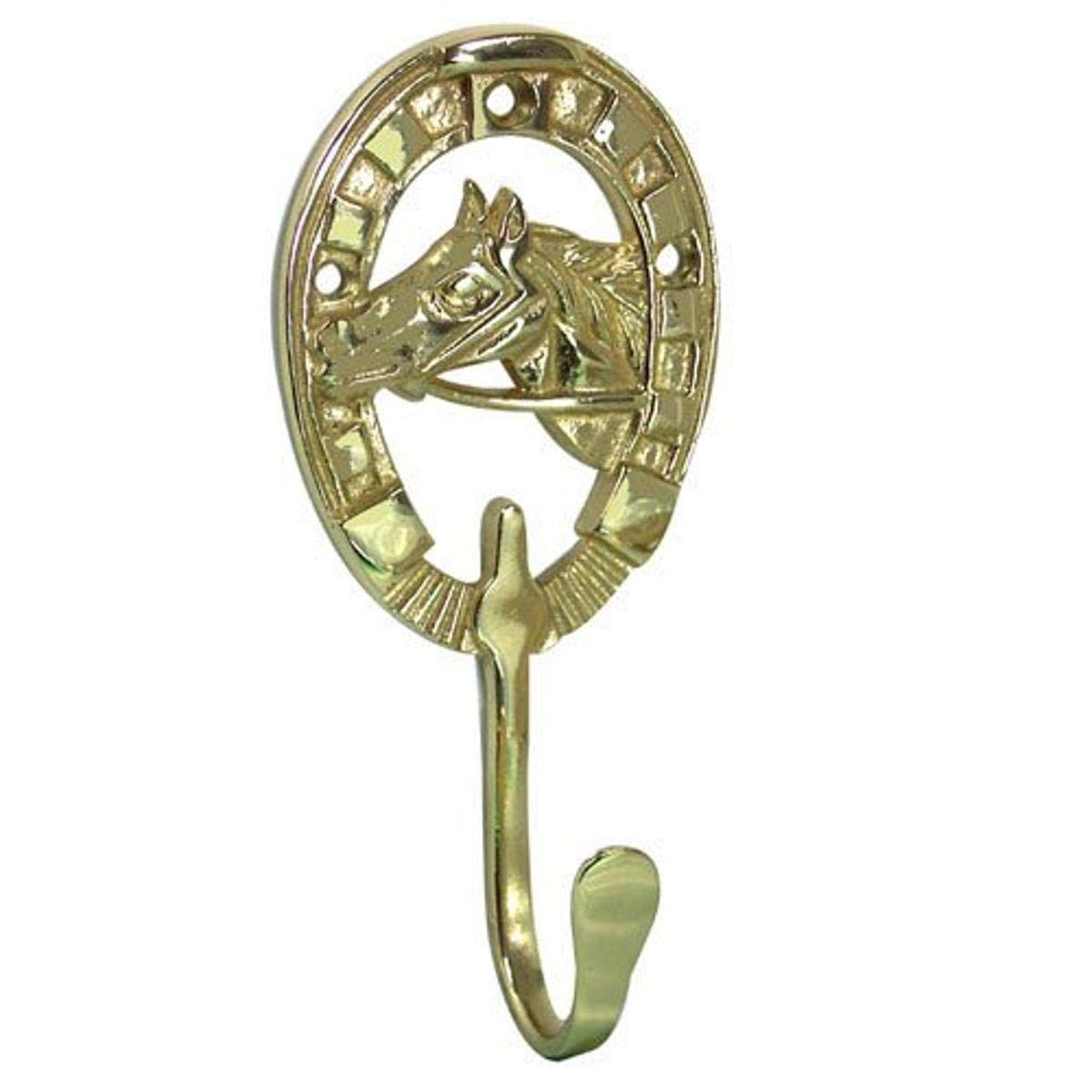 Intrepid InternationalBrass Horse Head In Horseshoe Hook