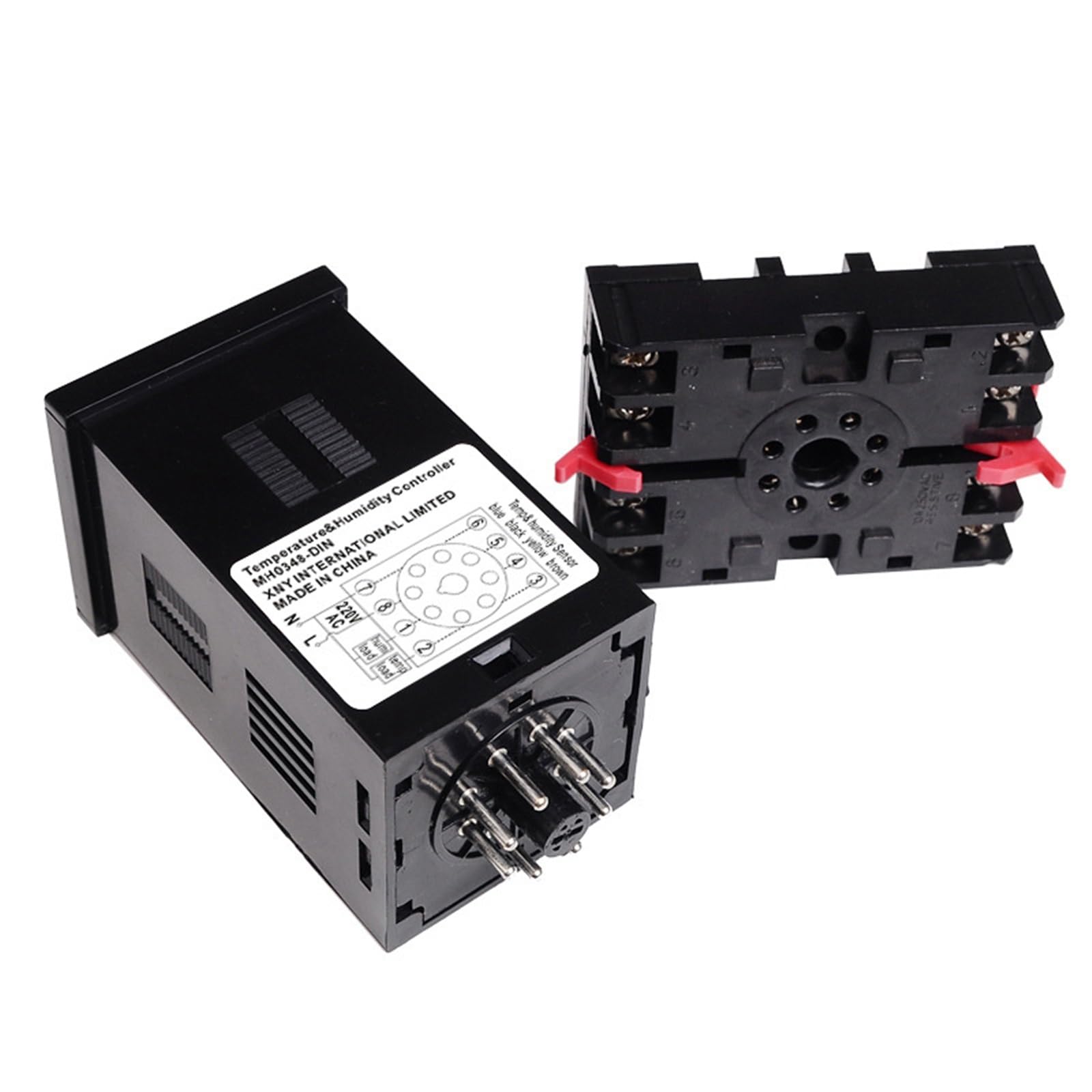 MH0348 Controlador de temperatura y humedad con pantalla digital inteligente montado en riel con sensor de temperatura y termostato medidor de humedad