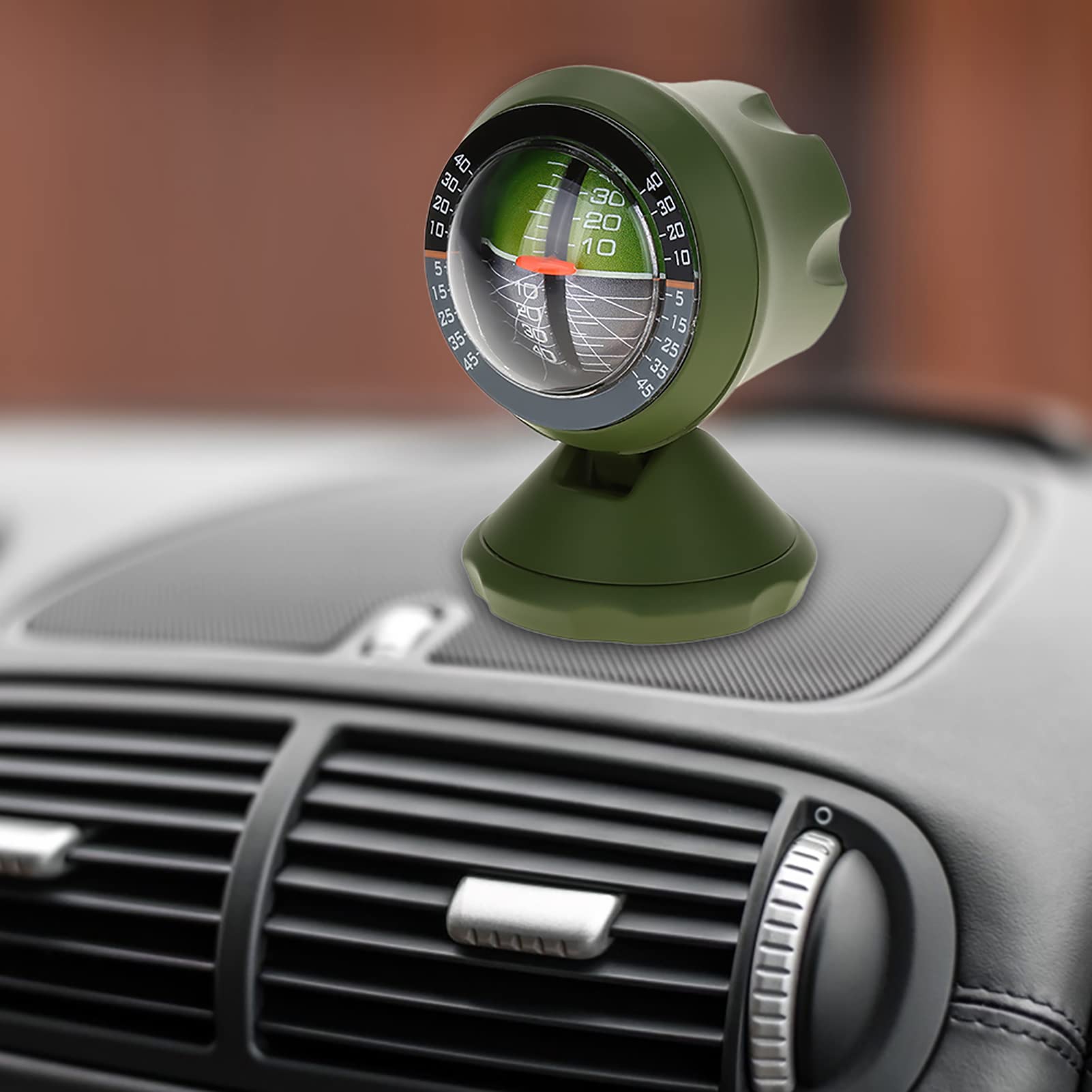Tiiyee Inclinometro per Auto, Livello Bussola Guida Fuoristrada Indicatore Pendenza Multifunzione Strumento Sicurezza Stradale