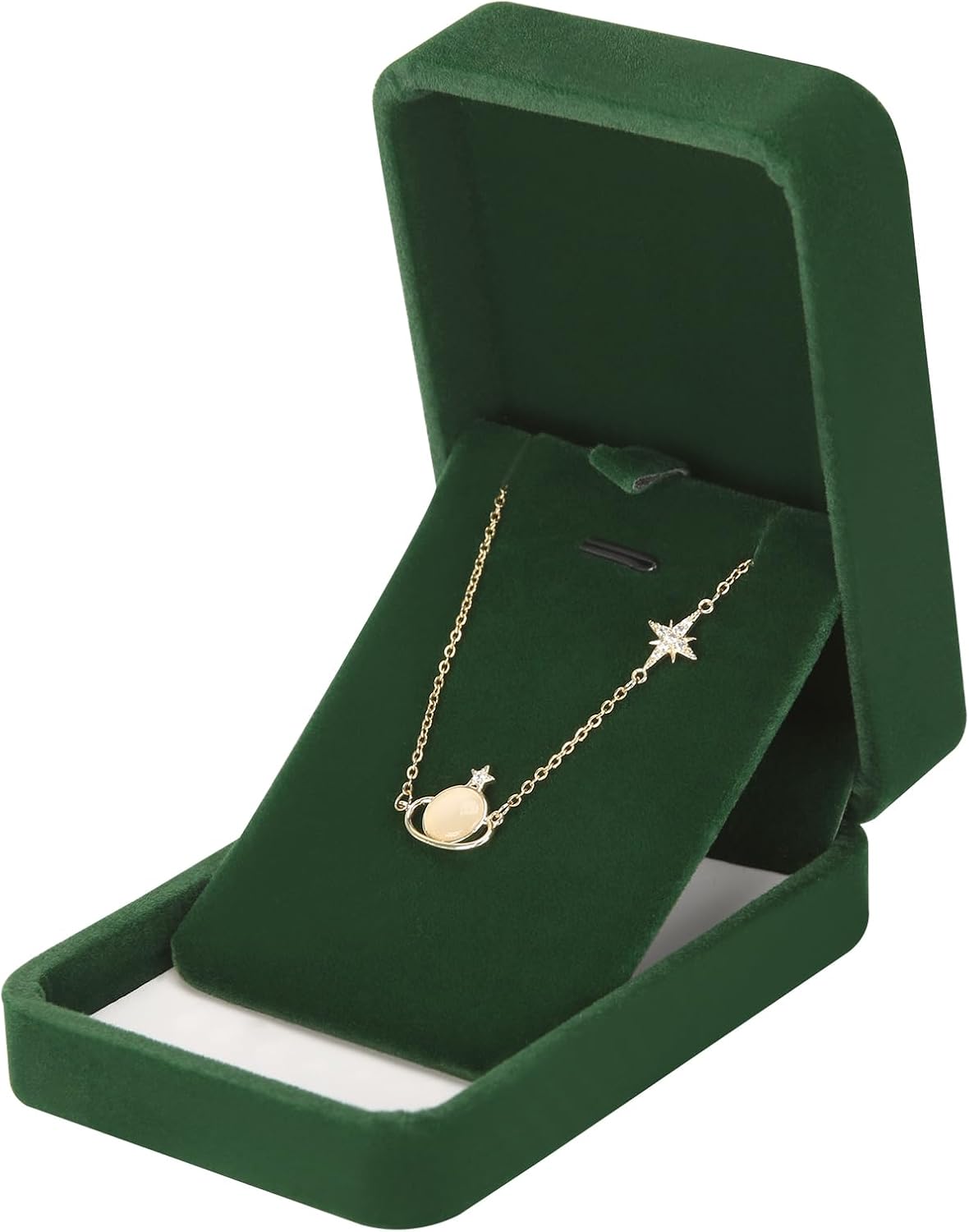 LETURE 3 Pieces Velvet Pendant Necklace Gift Boxes Set, Classic Jewelry Packaging Storage Case, Jewellry Display Box for Wedding, Engagement, Proposal, Birthday and Anniversary (Green-3pcs) image 4