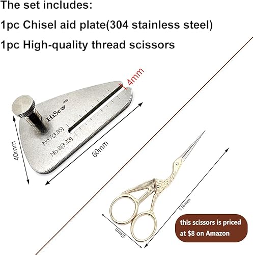 Miniatura 2 de Hisew - Kit de placa y tijeras de cuero para punzón con costuras de cuero cincel con cordones de diamante accesorio de herramientas de trabajo para