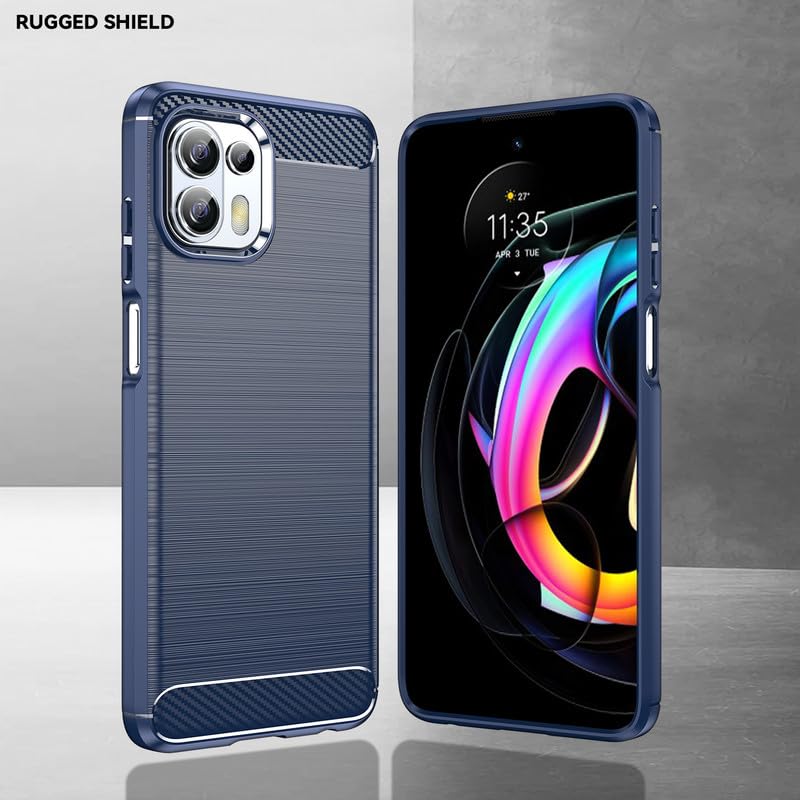 Image of Hybrid Carbon Fiber Back Case for Moto Edge 20 Lite (Blue) - Textured Design, Raised Lip, Slip Resistant, Matte Finish