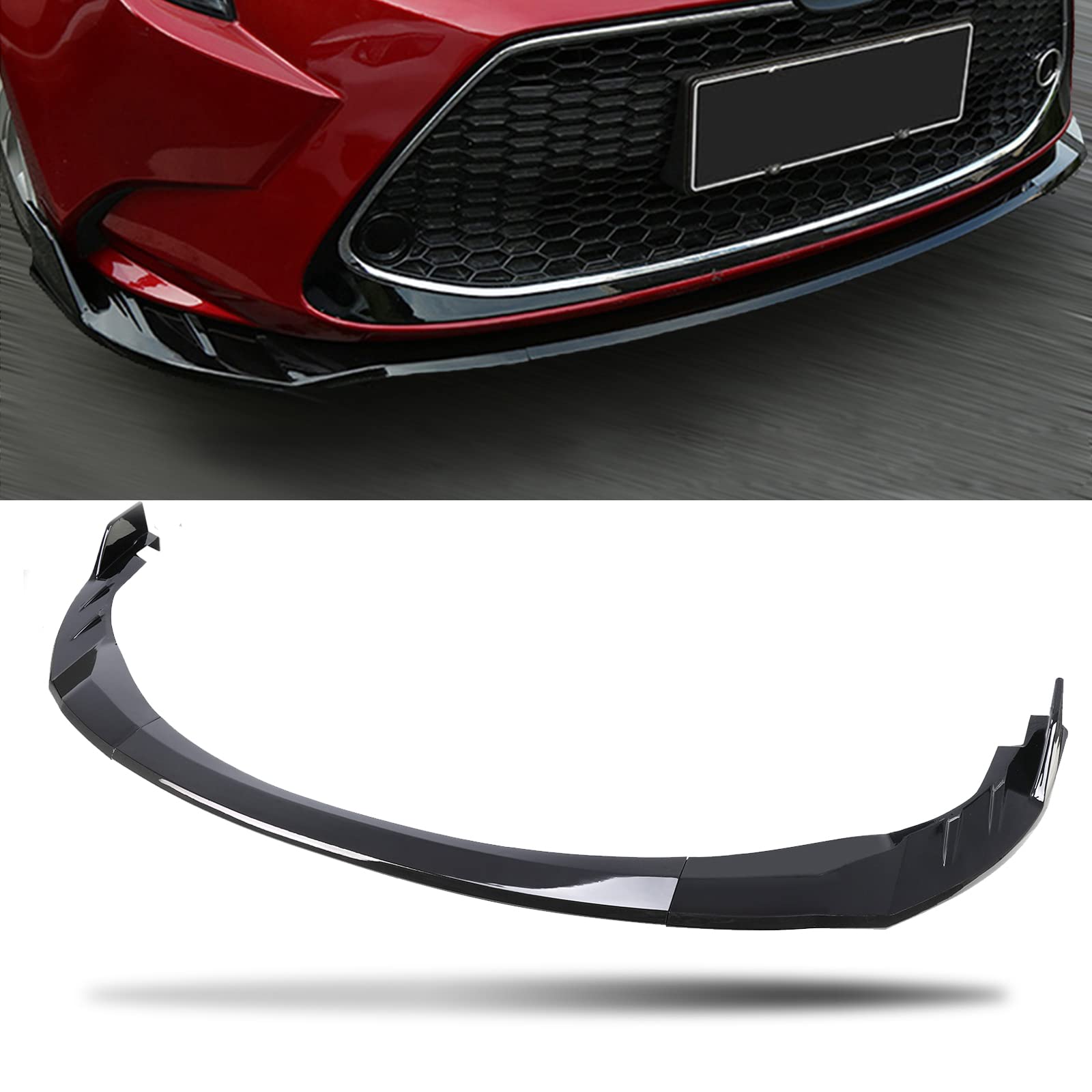 Front Bumper Spoiler Lip Splitter Diffuser Protection Car Body Fit for Corolla LE SE XSE 2019-2022,Glossy Black