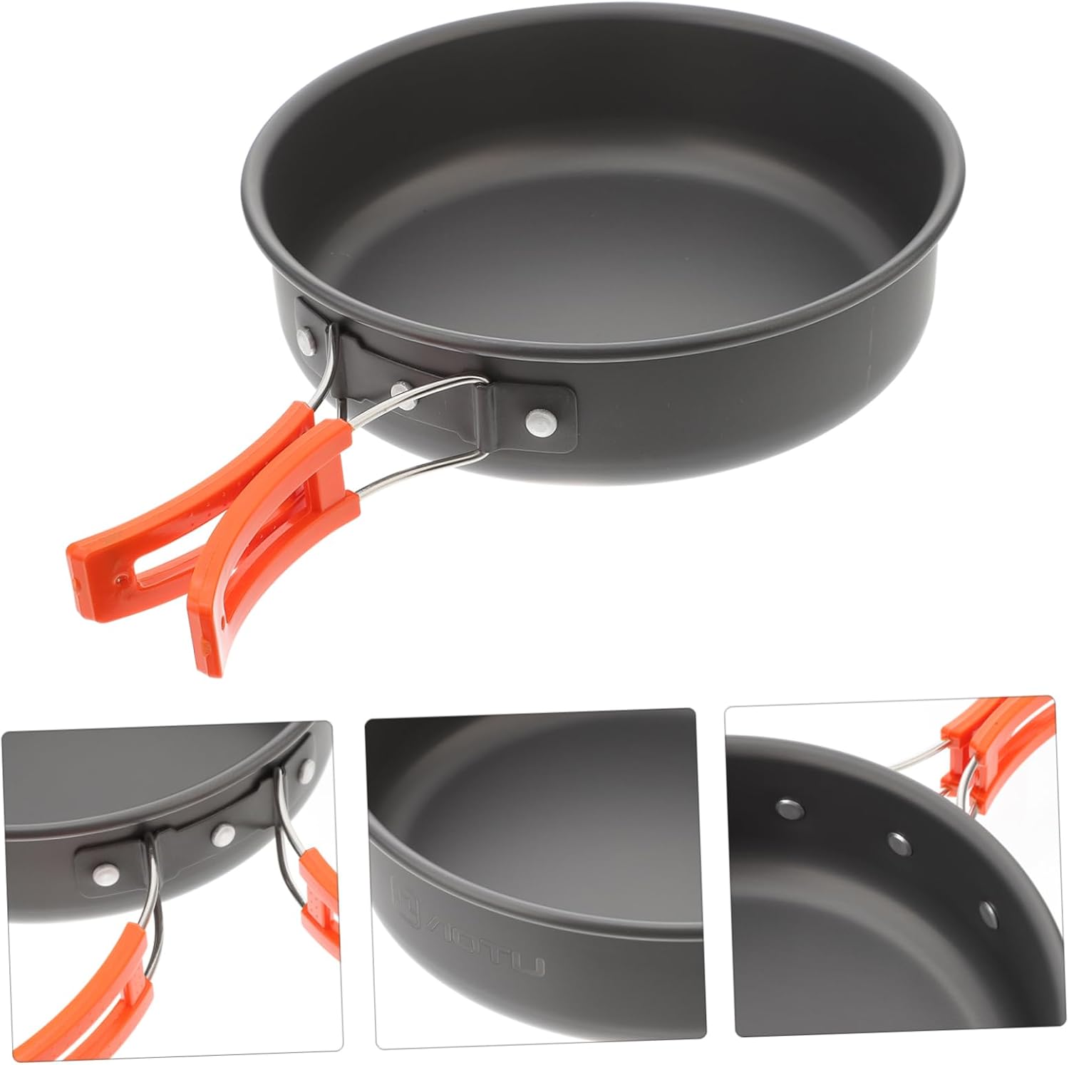 Outanaya Portable Aluminum Frying Pan Non-Stick Outdoor Cooking Pot for Camping Hiking and Picnics Lightweight Easy to Clean Scald Handle Convenient Storage