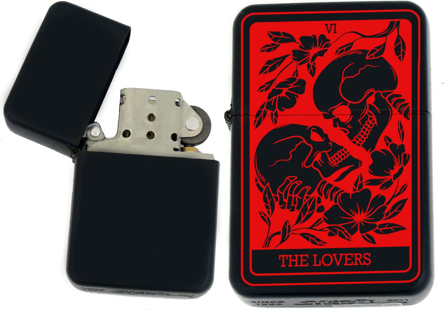 Custom Tarot Card - 24 Major Arcana Cards Available Laser Engraved Unique Collectible s Infinity Black Matt Windproof Lighters! (The Lover Red) -