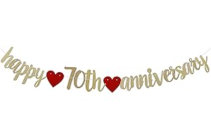 Gold Paper Banner Sign for 70th Wedding Anniversary Party Decorations