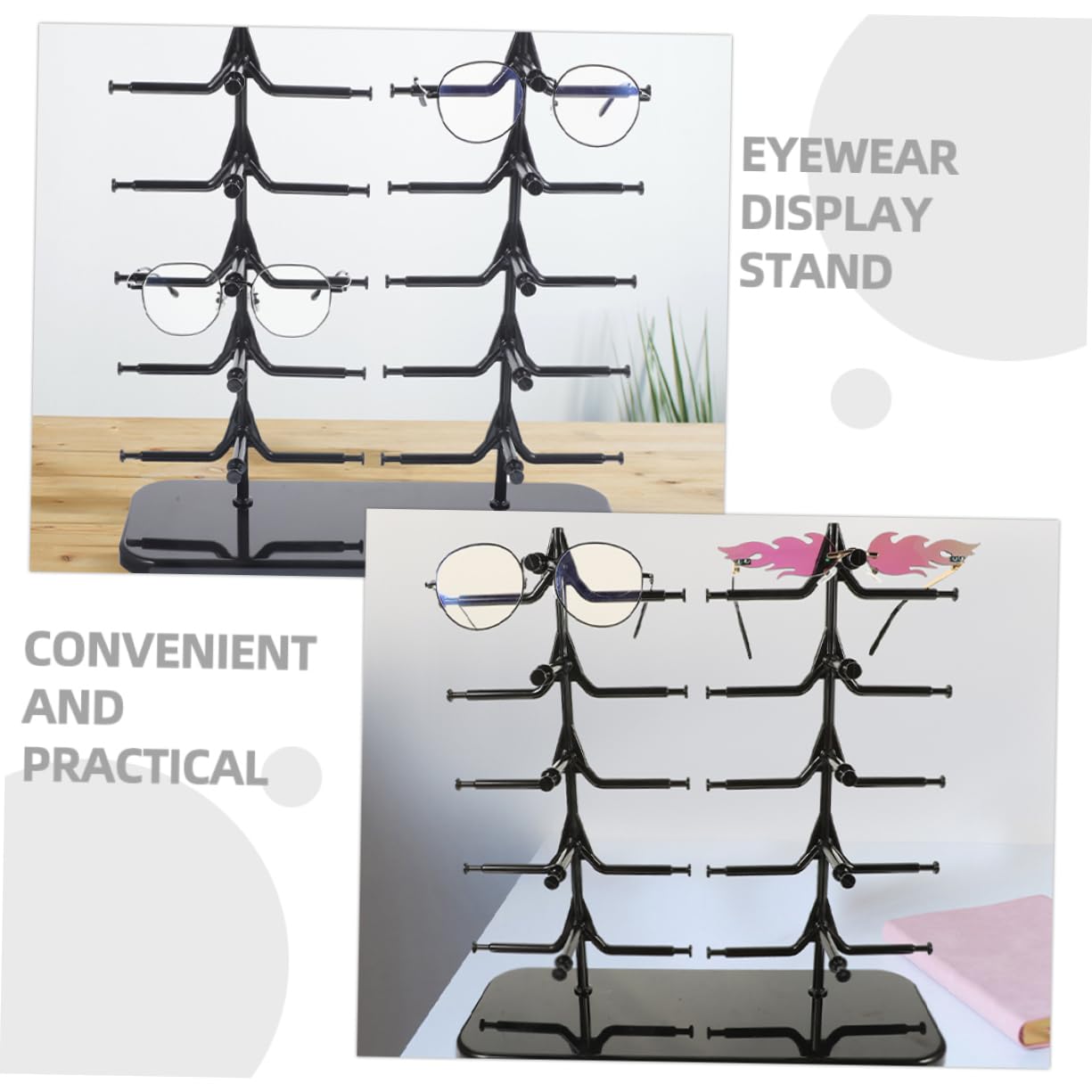 ABOOFAN 2piezas Monturas De Gafas De Sol Organizador De Gafas Color Negro Material para Uso Casa