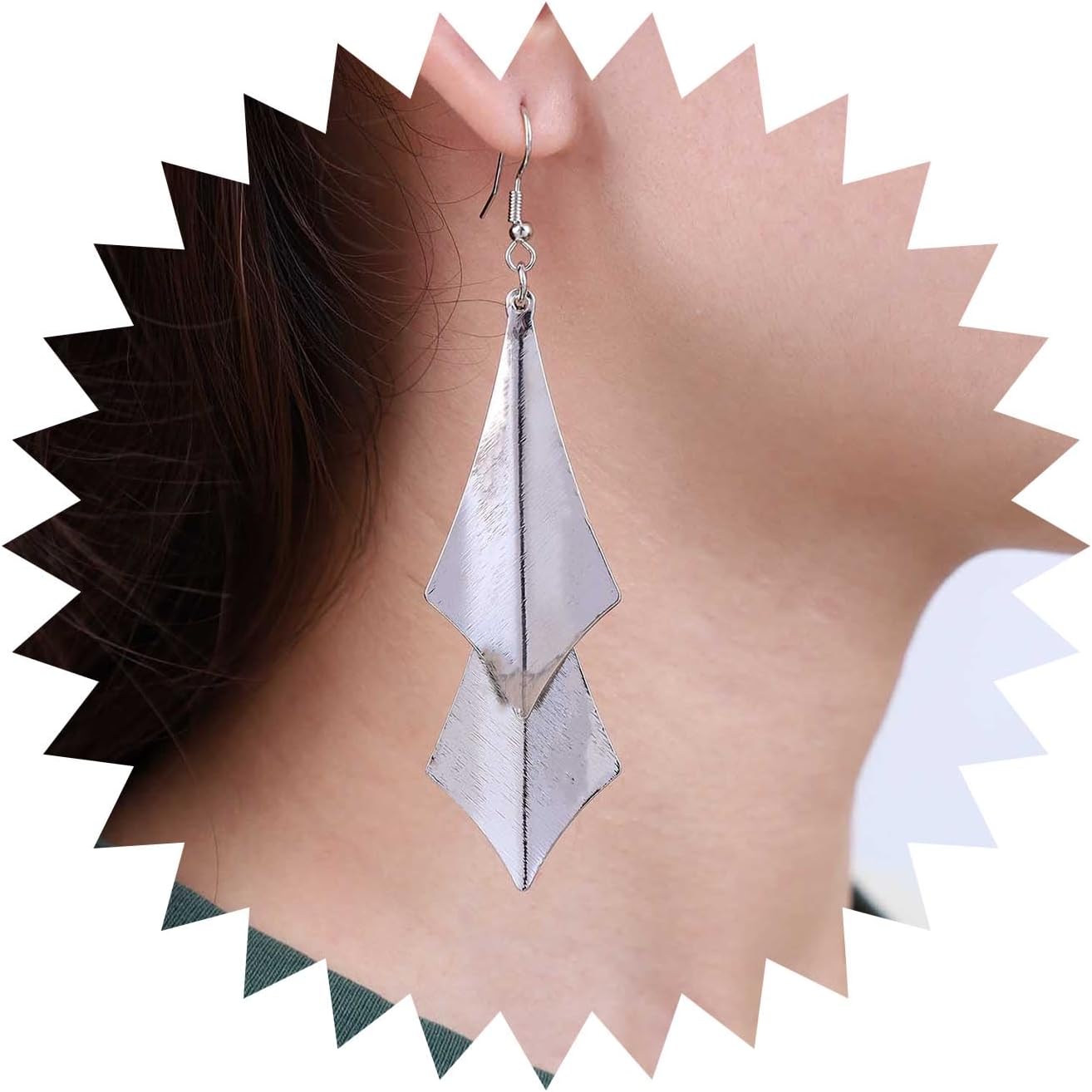 Andelaisi Boho Leaf Dangle Earrings Vintage Metal Leaf Earrings Gold Double Leaf Drop Earrings Super Lightweight Leaf Metal Earrings Jewelry for Women and Girls