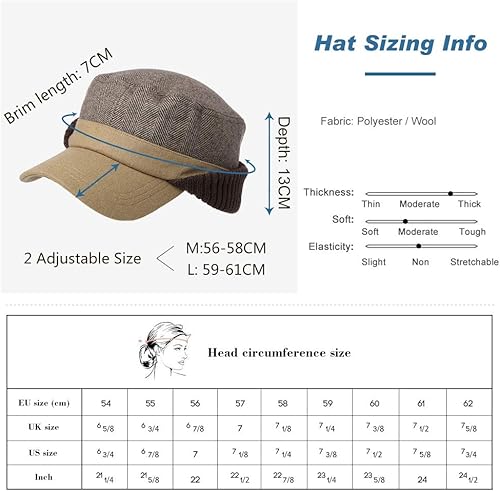 Miniatura 6 de Comhats Wool Baseball Cap Men Fur Hunting Trapper Dad Hats Sports Earflap Unisex M L XL