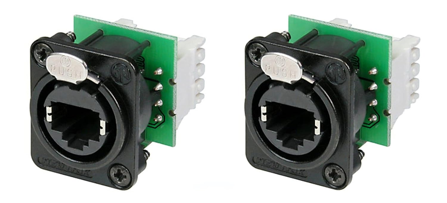 2 Neutrik NE8FDV-Y110-B EtherCon Cat5 RJ45 Vertical IDC110 Punch Down Panel Jack