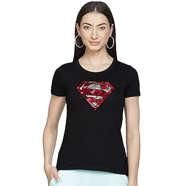 Superman t shirt for girls in black Clearance