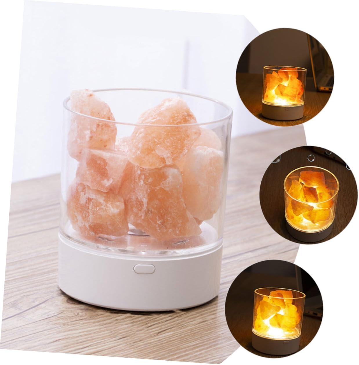 ARTIBETTER USB Powered Salt Night Light Compact LED Decorative Lamp for Bedroom Office Living Portable Calming Bedside Glow Relaxing Ambiance