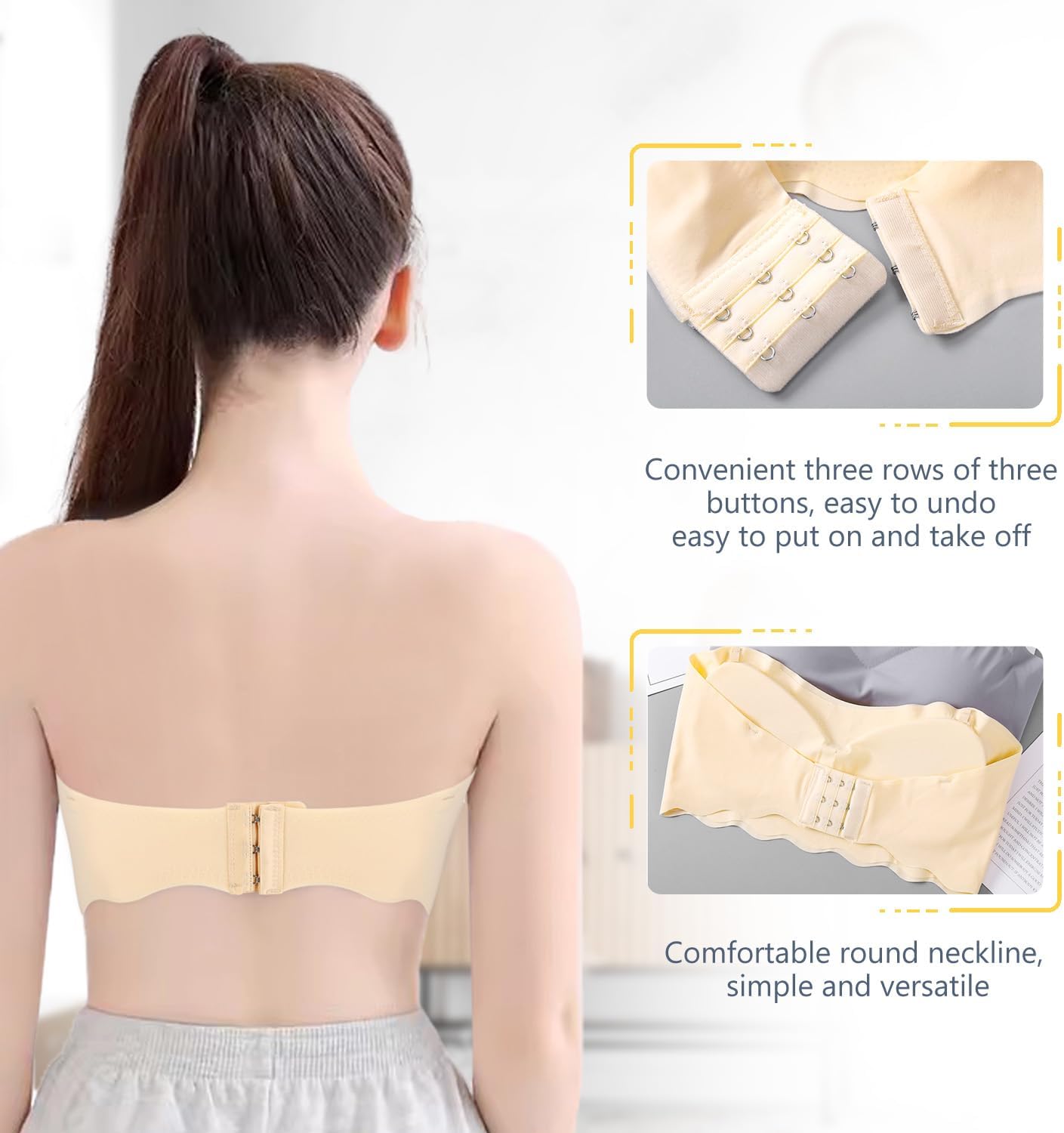 Girls Training Strapless Bandeau Bras Teen Cami Tube Top 12-14 14-16 16-18 Seamless Padding Bralettes - Image 2