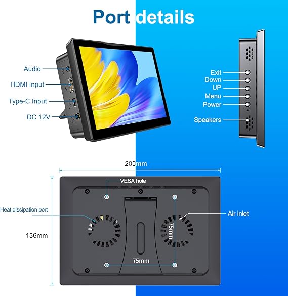 Touchscreen Monitor for Raspberry Pi,1920 * 1200,HDMI USB-C