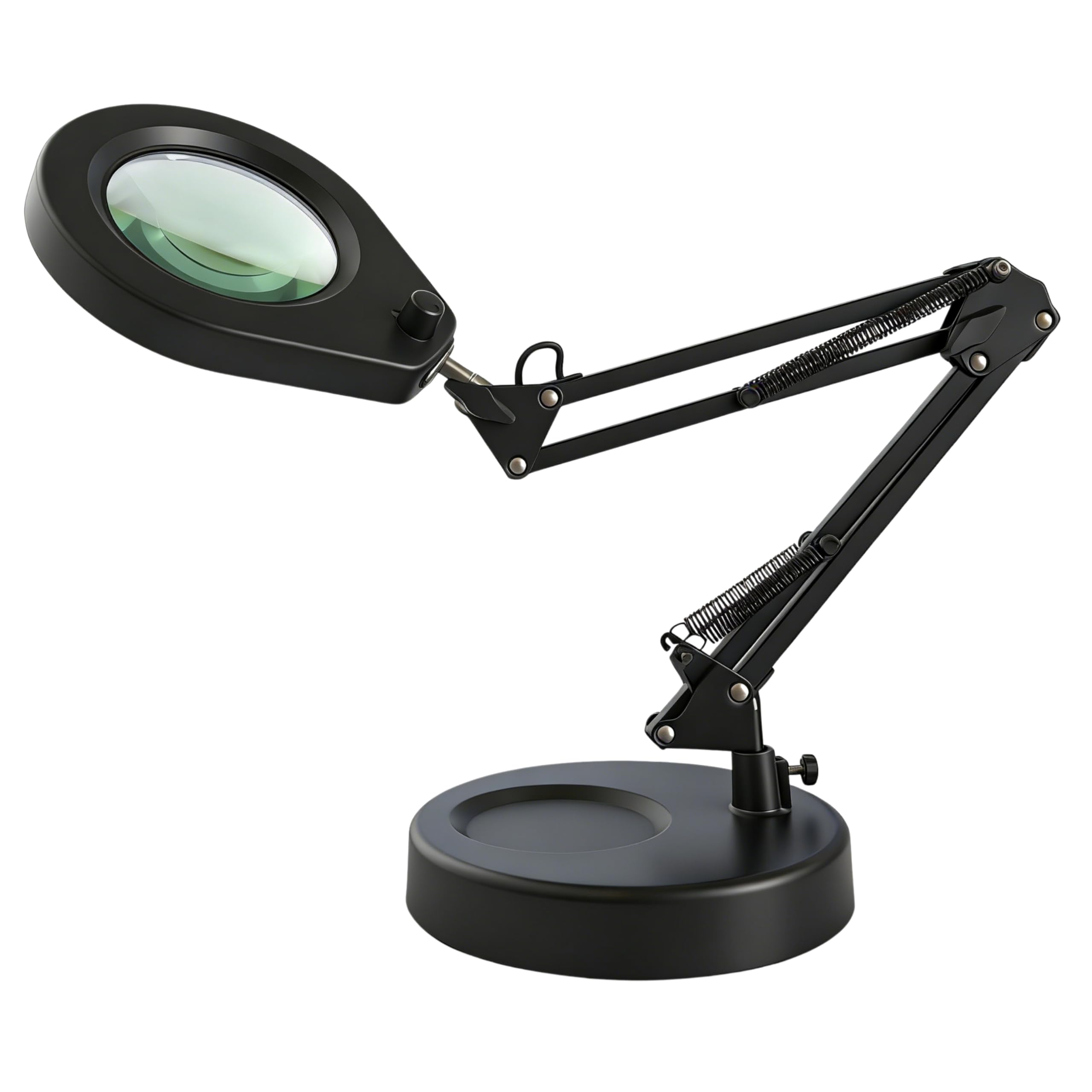 Lampada di Ingrandimento con Base e Morsetto, Lente Illuminata 105 mm 5x, Luce Regolabile (5 Colori, 10 Livelli, 790 LM), Braccio Orientabile Regolabile - Mani Libere per Lavori di Precisione