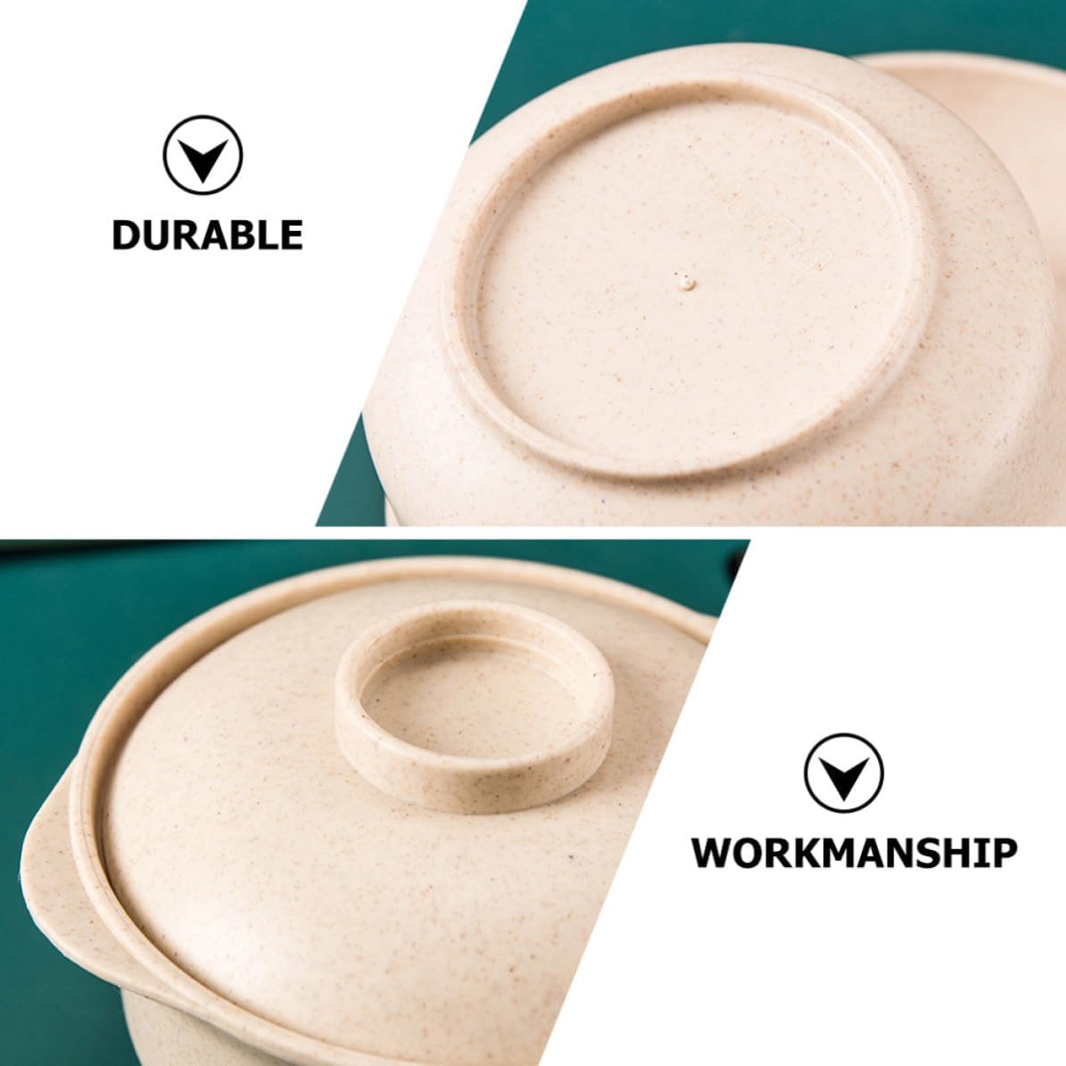 ABOOFAN Beige Double Handle Soup Bowl with Lid for Rice and Soup