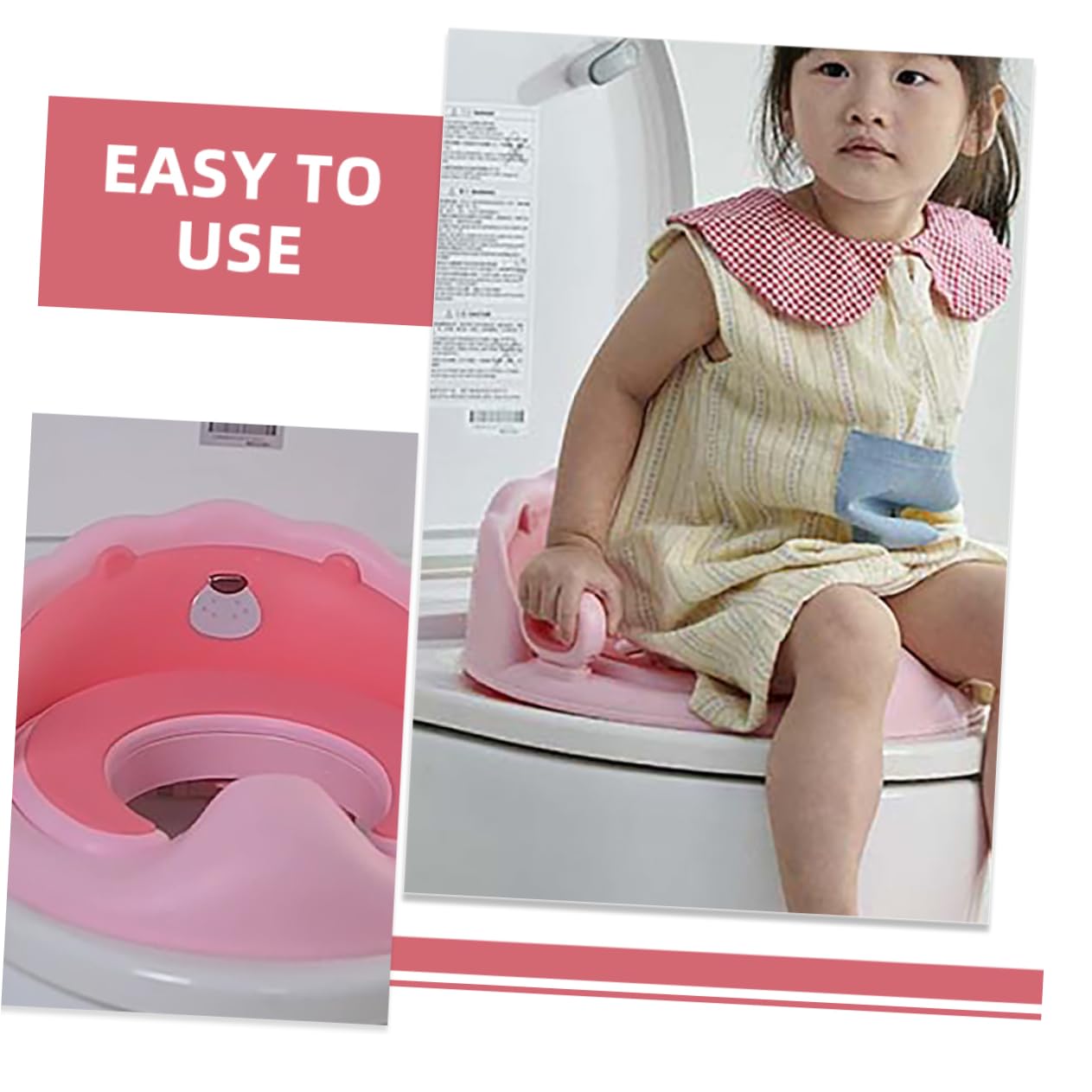 Asiento de Inodoro para Niños Rosa con Soporte y Cojín Tpe