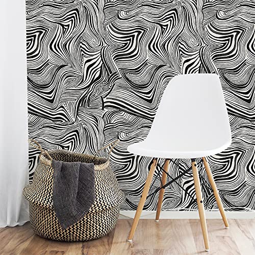 Tempaper X Novogratz Waverly White & Black Zebra Marble Removable Peel And Stick Wallpaper, 20.5 In X 16.5 Ft, Made In The Usa #TOP1