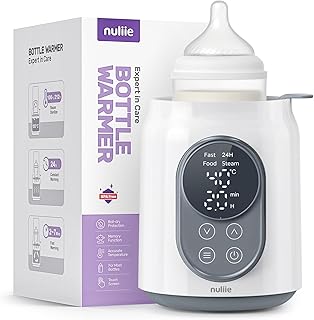 Flaschenwärmer Baby, Nuliie 10-in-1 Elektrischer Flaschenwärmer für Muttermilch oder Milchnahrung mit Intelligenter Temperaturregelung und Automatischer Abschaltung, 220V