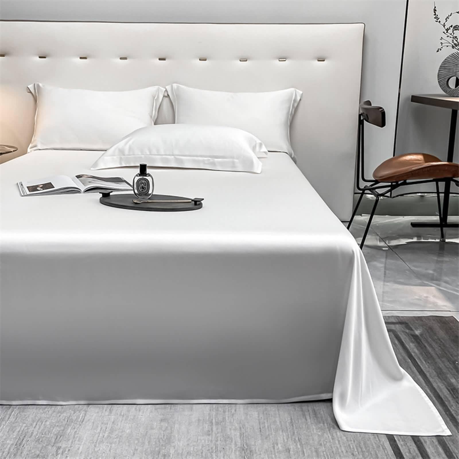 KnSam Copriletto copripiumino, 245 x 265 cm, bianco, plaid in Lyocell Fibers, coperta, coprimaterasso setoso, fresco e morbido