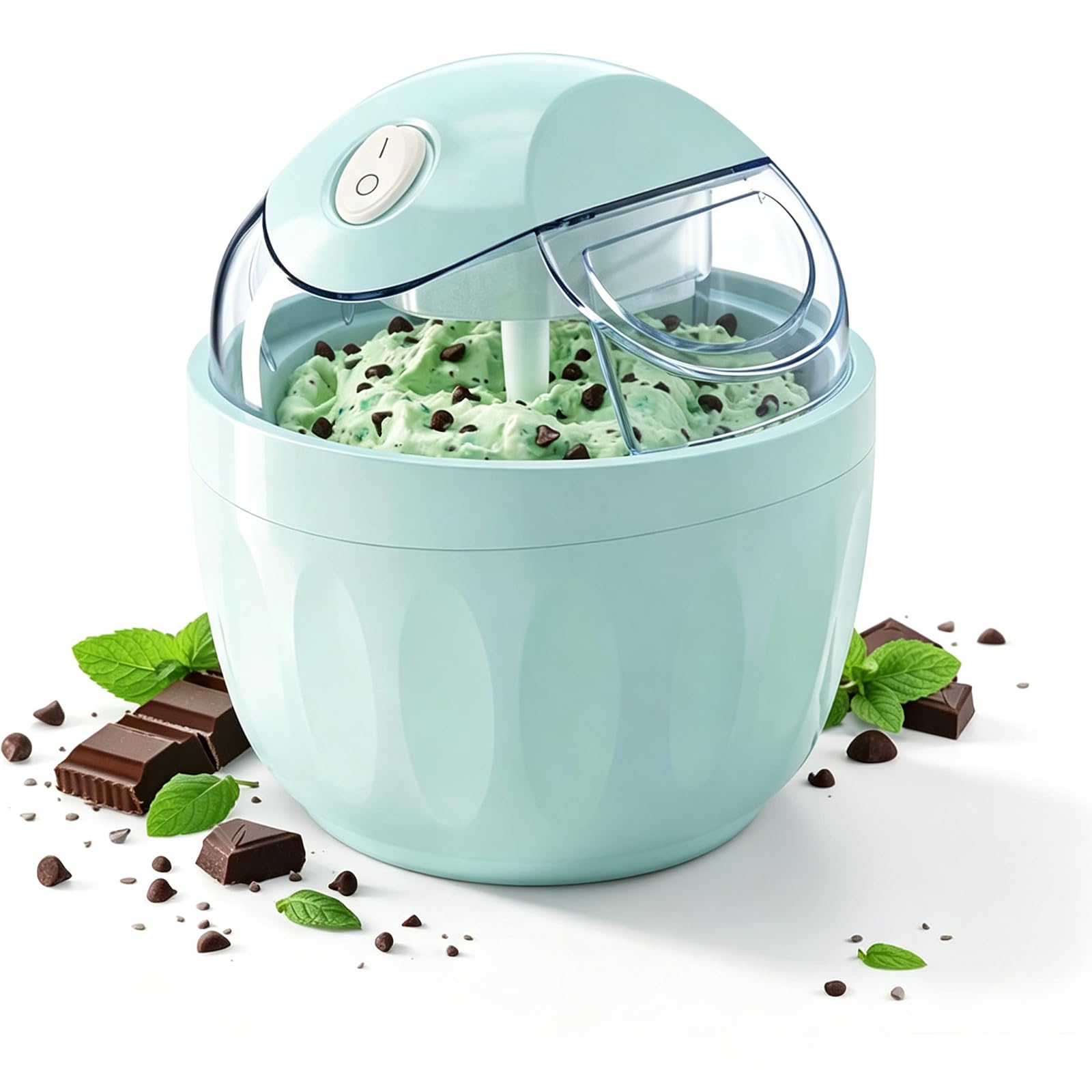 Mini Heladera Doméstica Pequeña, Máquina Eléctrica De Gelato Y Sorbete De 500 Ml (17 Oz), Prepara De 3 A 4 Porciones, Solo 15 Minutos, Control De Un Solo Toque, Mini Heladera Casera Con Cyan