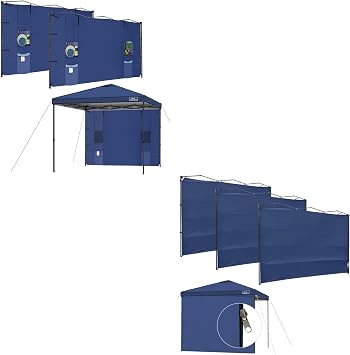 KAMPKEEPER 3Pcs 10X10 Canopy Tent Sidewalls with Zipper Navy Blue 2Pcs Instant 10X10 Canopy Sidewalls with 4 PocketsNavy Blue