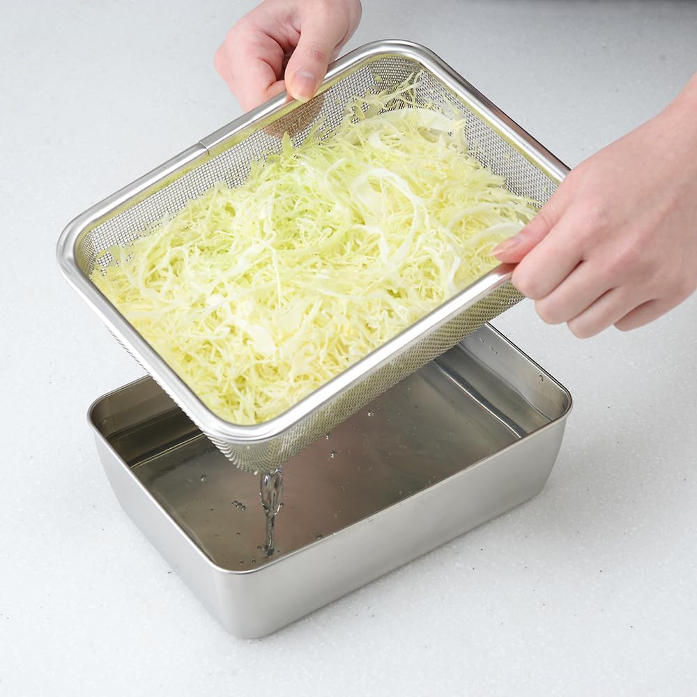 Nakayama Fuku G033 Grater Slicer Set, Square Colander with Bat