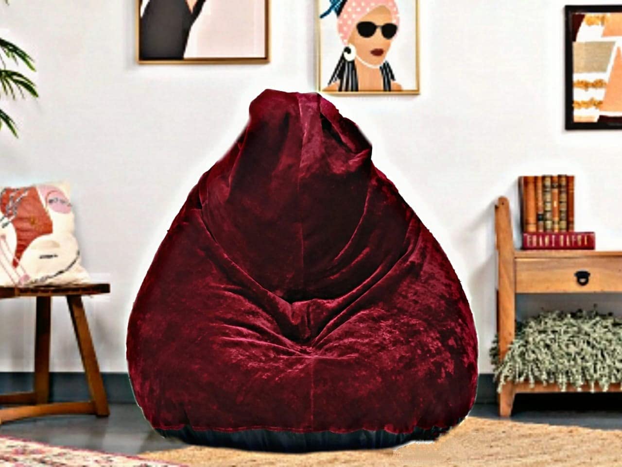 New Latest Premium Design Velvet Bean Bag Chair. Blue Velvet Bean Bag