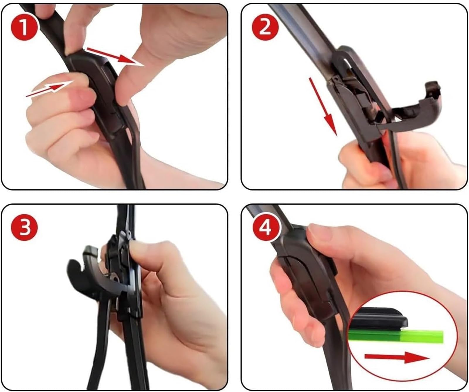 Juego de limpiaparabrisas Escobillas limpiaparabrisas delanteras y traseras con gancho en J para Nissan para Leaf MK1.