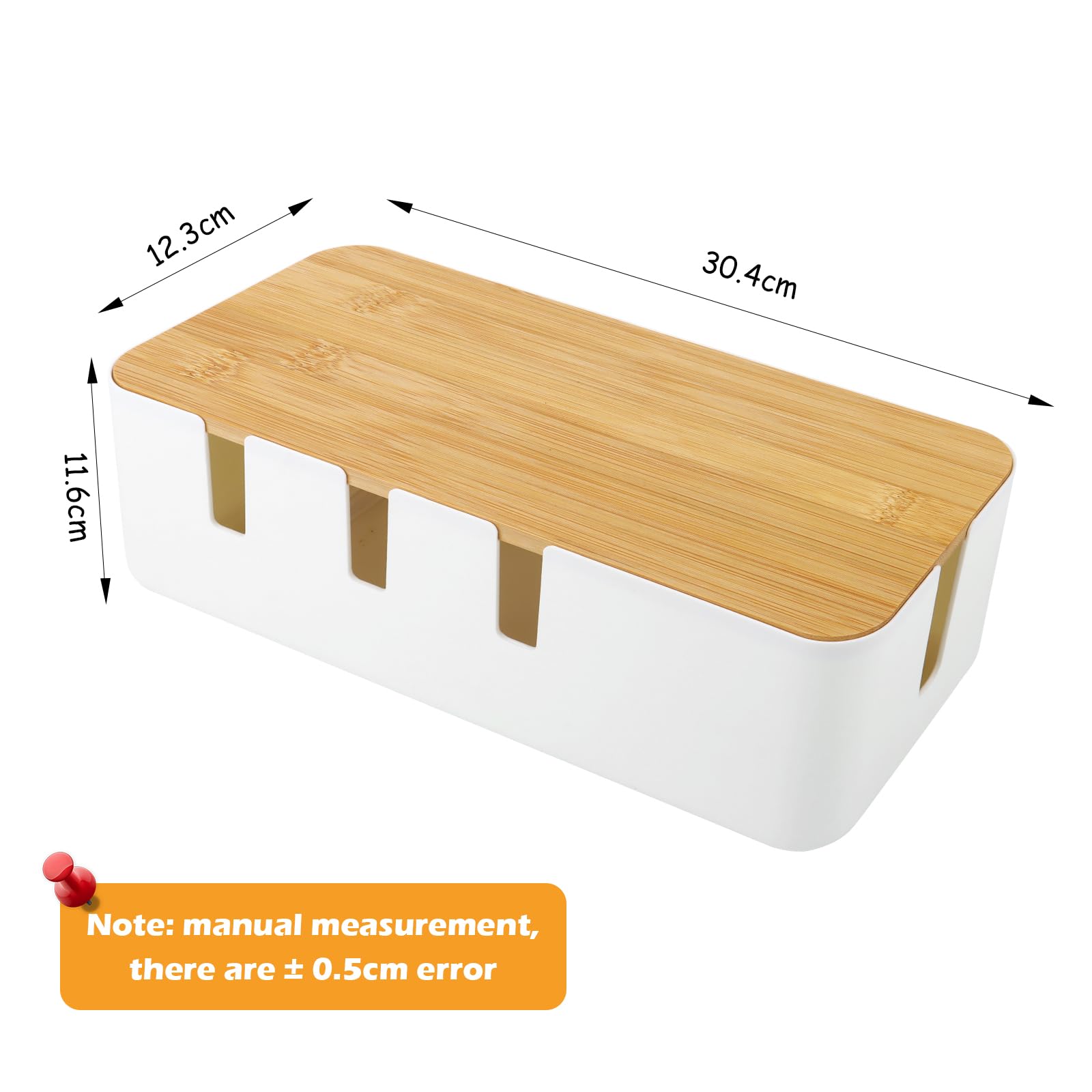 Caja Organizadora De Cables Con Tapa De Bambú – Gestiona El Cableado De Tu Ordenador Y Escritorio (Incluye Bridas)