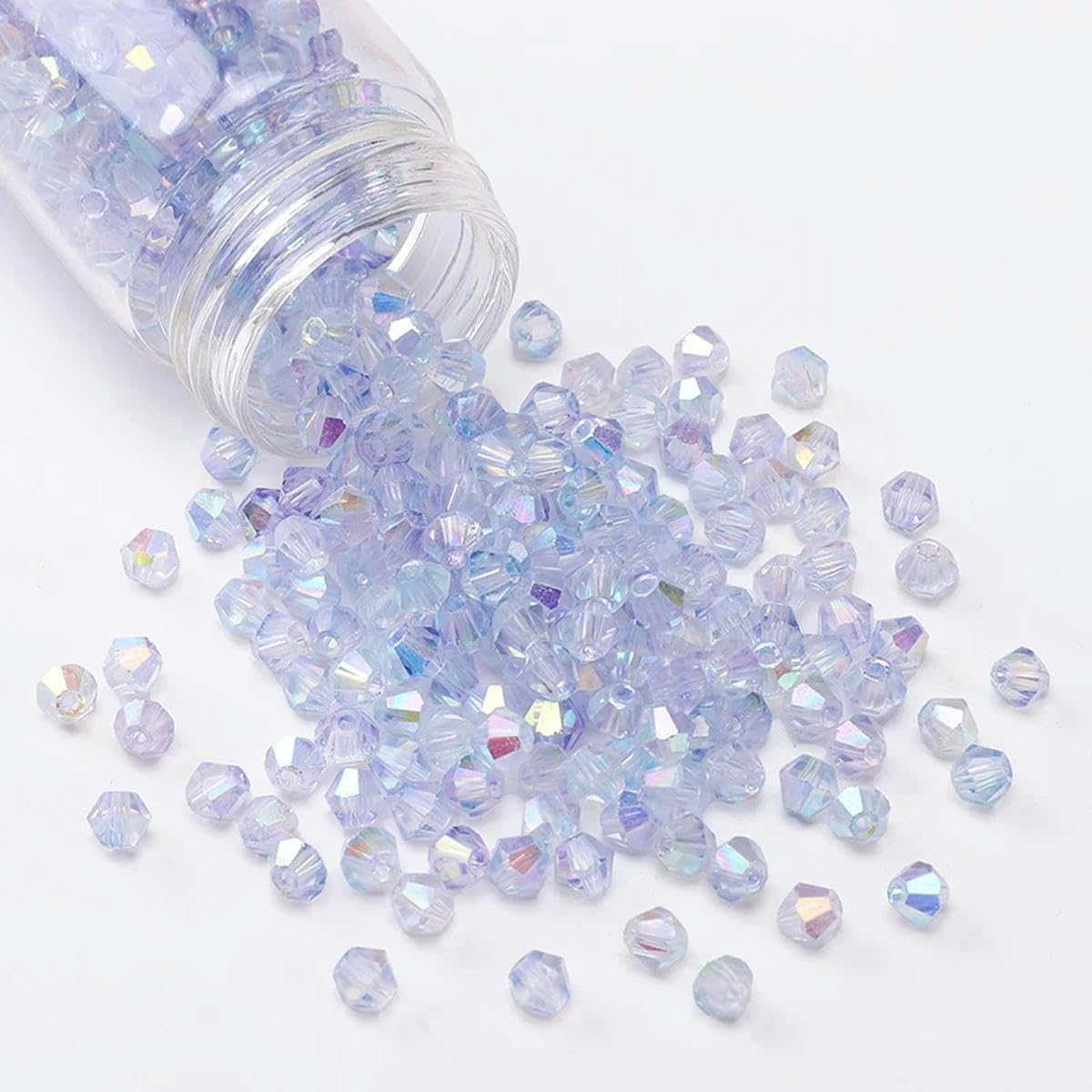HUIOYG 130pcs 4mm Bicone Beads Crystal Loose Spacer Beads for Bracelet Making