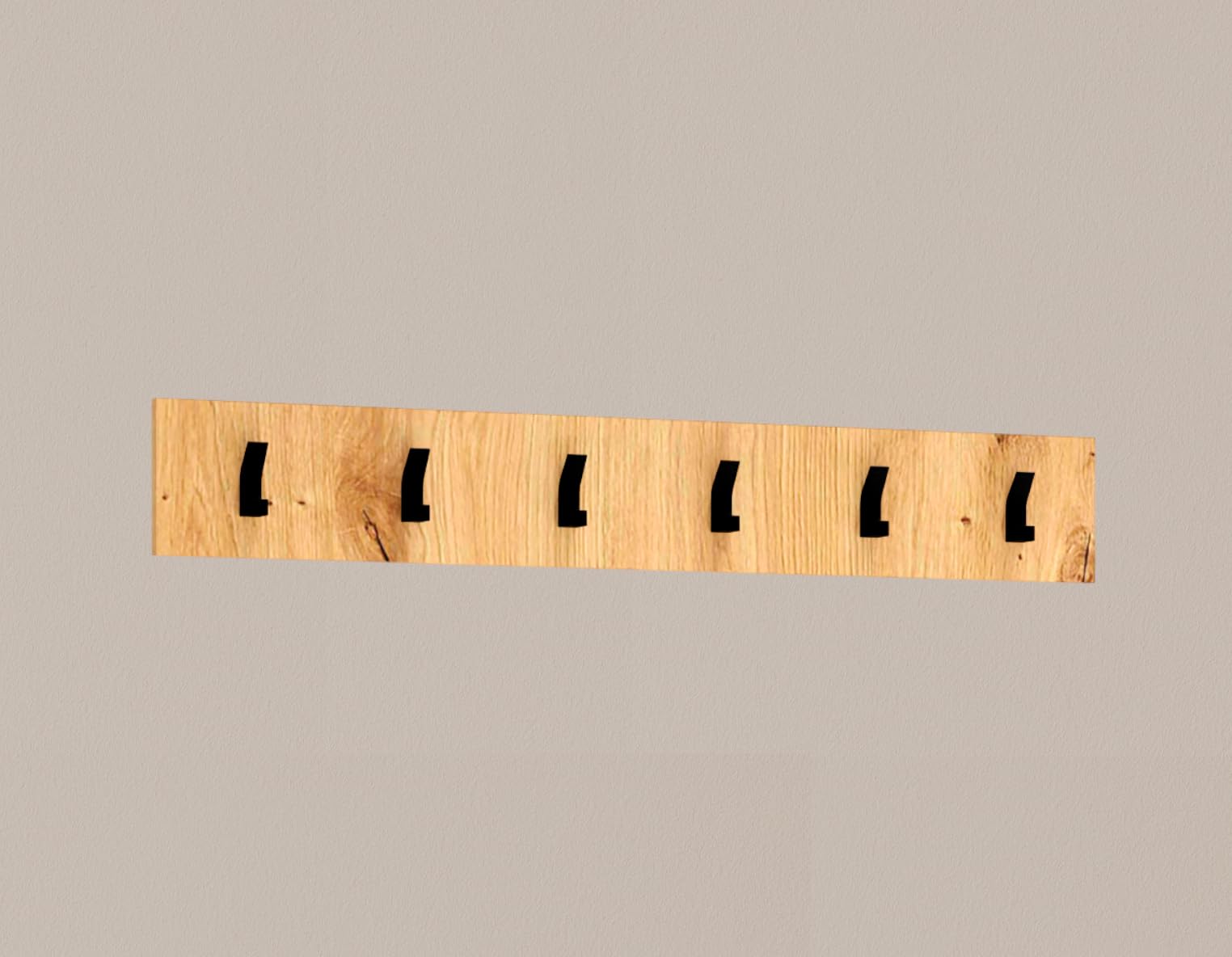 Design Garderobenpaneel HHA-100 Eiche Artisan/Schwarz mit 6 Kleiderhaken 100 x 15 cm Wandgarderobe Garderobe Hakenpaneel Hakenleiste Wandhaken Garderobenleiste Aufhängung für Jacken