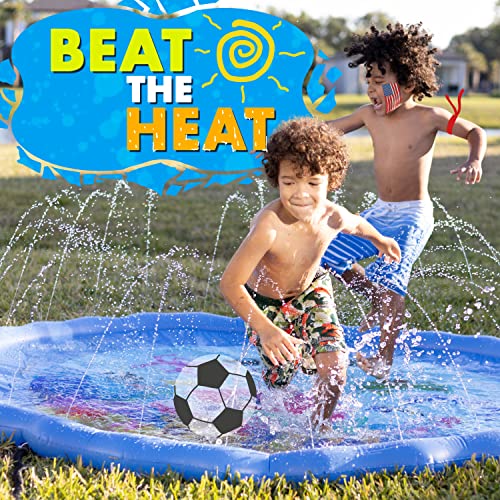 Image of SplashEZ 89'' Extra Large Splash Pad for Kids & Dogs Great Outdoor Toys for Toddlers 1-3 & Kids Ages 4-8, Baby Pool for Backyard Sprinkler, Pool Plastic Dog Water Summer Toys