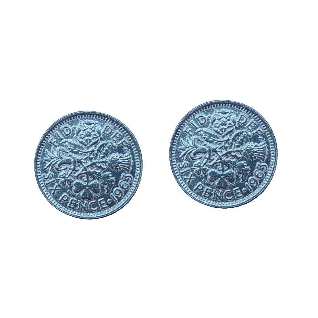 Gemelli con moneta da sei pence del 1957 in confezione regalo