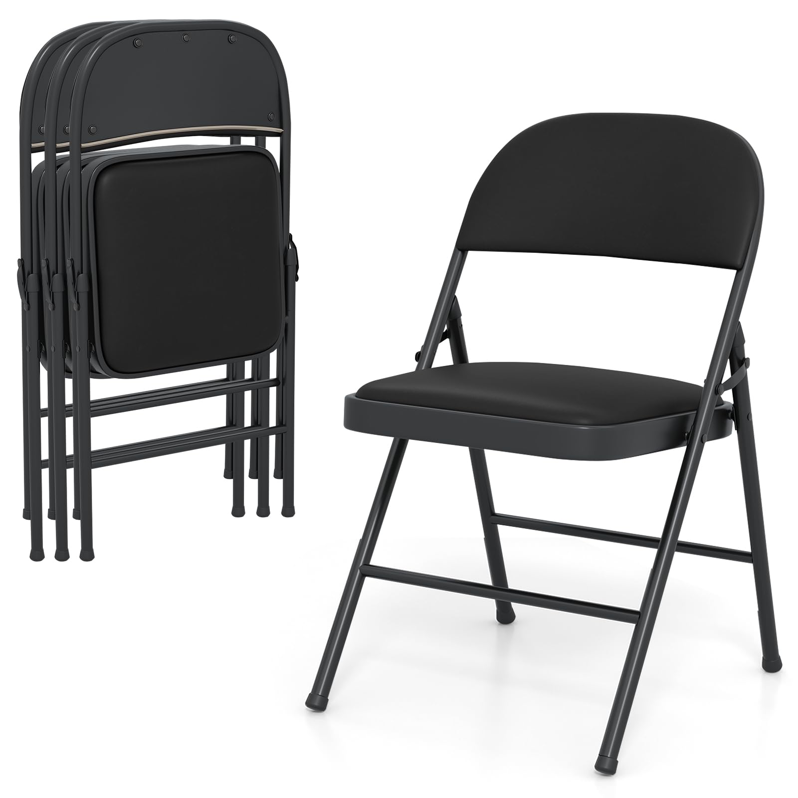 HOMASIS Lot de 2/4 Chaises de Bureau Pliantes, Chaises de Salle à Manger Empilables avec Cadre en Métal et Poignée de Transport, Fauteuil pour Chambre, Salle de Réunion (4,Modèle 1)