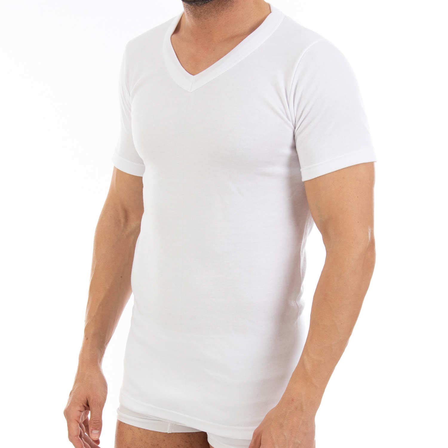 Lacotex Camiseta Interior Termal de Hombre | Camiseta Manga Corta y Cuello Pico Térmica | Confort y Protección Térmica Interior | Pack Ahorro 6 Unidades | L100V