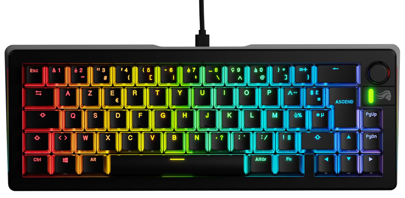 GLORIOUS Gaming GMMK 3 : Clavier Gaming mécanique Compact 65%, Joints modulaires, doubleshot PBT, Plaque de Commutation alu, switches 3-5 Broches (Hot Swap), française AZERTY - USB-C Wired