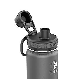 Takeya Originals 18 oz Vacuum Insulated Stainless Steel Water Bottle with Spout Lid, Graphite