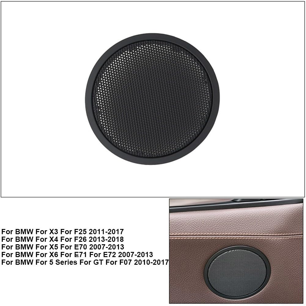 Cubierta de rejilla de altavoz de puerta interior, protector de malla de audio para X5 E70 X6 E71 E72 X3 F25 X4 F26 5 Series GT F07 Negro Amarillo (negro)