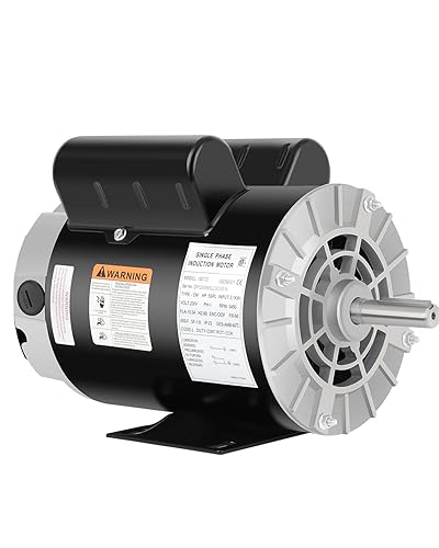 Motor de compresor de aire SPL de 5 HP, motor eléctrico de 3450 RPM, monofásico de 230 V 15.0 A, marco 56 ejes con llave de 58 pulgadas 60 Hz,