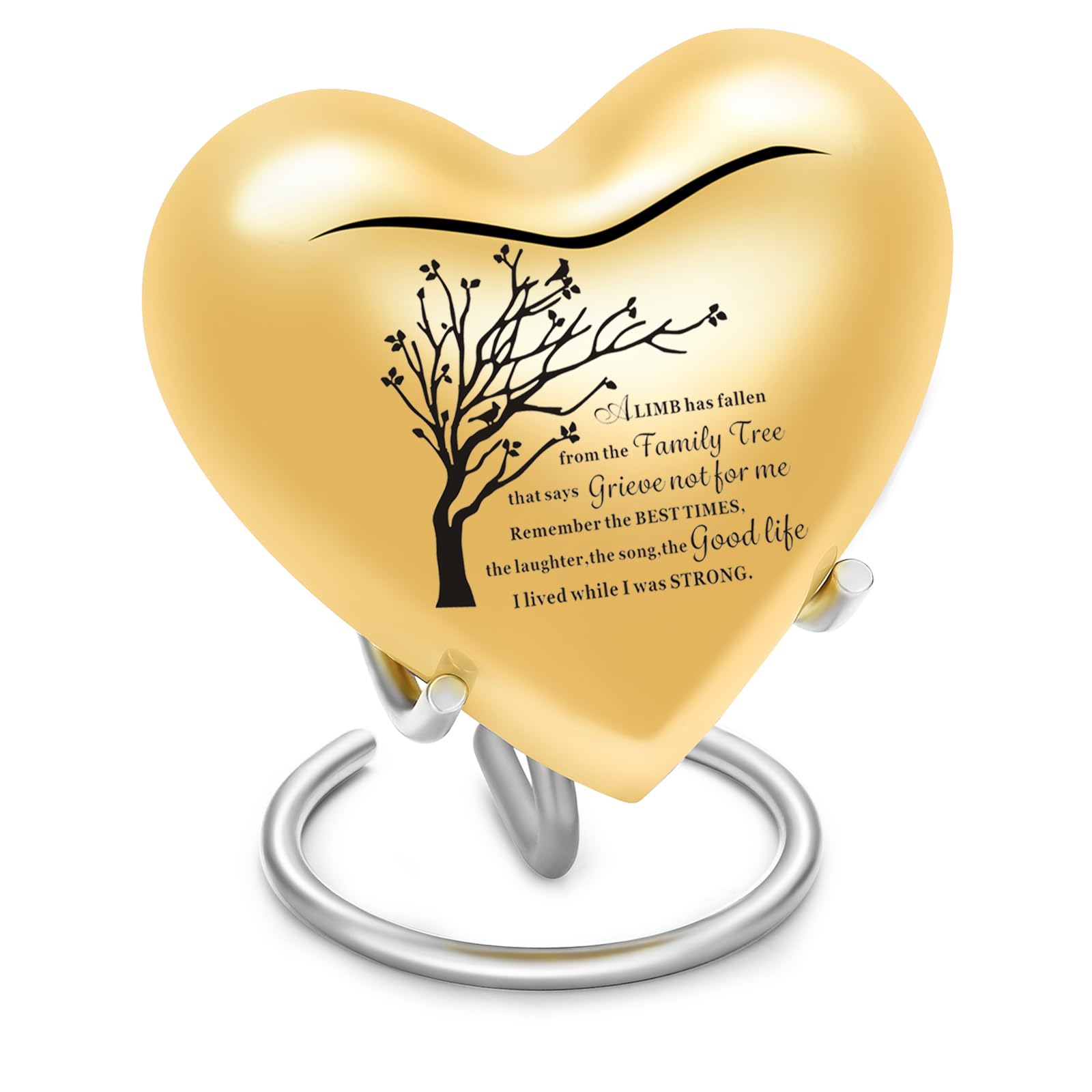 BAOWIQI Heart Urn for Ashes - Heart Shaped Cremation Urn for Ashes Memorial Jar Pot Container Small Keepsake Urn for Human or Pet Funeral with Stand — image 1