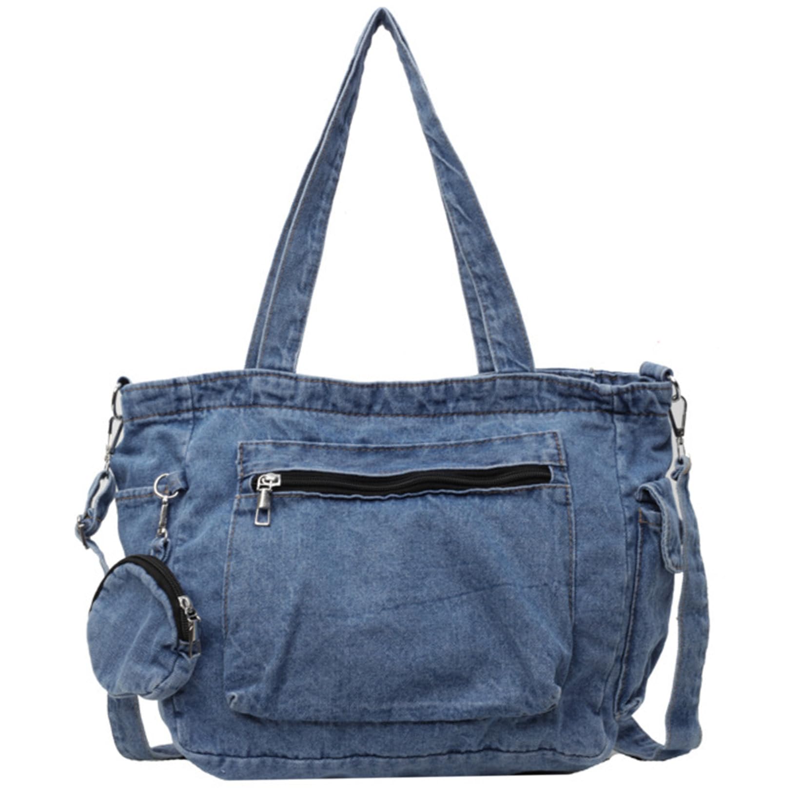 Borsa in Denim da Donna Borsa a Tracolla in Denim Casual a Tracolla Multitasche con Tote e Pochette Appesa con Chiusura Cerniera di Capacità, per Donna, Totes
