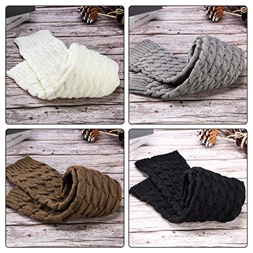 Image of SATINIOR Syhood 4 Pairs Cable Knit Leg Warmers Women Winter Knitted Crochet Knee Boot Stockings Cuffs Long Legging Socks