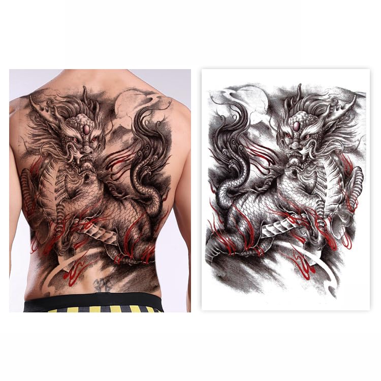 Miniatura 4 de Pegatinas temporales de tatuaje para mujeres y hombres adultos grandes tatuajes falsos aptos cuerpo brazo pierna decoración animal tatuaje adhesivo