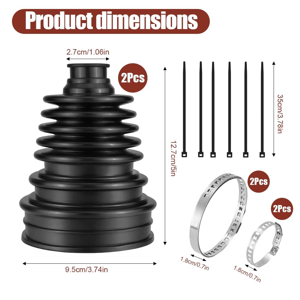 Yuragim Juego de reparación de puños de CV, 2 unidades, de silicona flexible, universal, para ejes de 19 – 24 mm, con 4 abrazaderas, 6 bridas