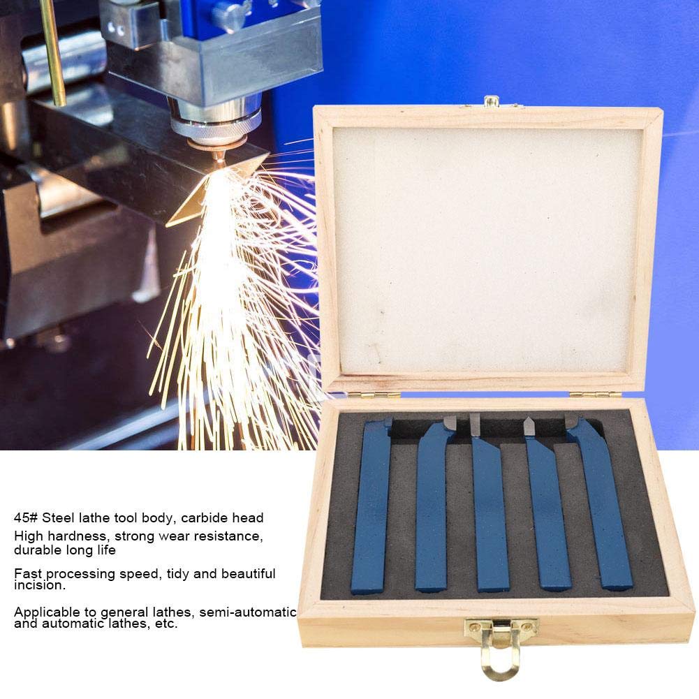 Torno herramienta de torneado, 5pcs Torno herramienta de carburo con punta de soldadura conjunto de herramientas de torneado de piezas de máquina herramienta para tornos generales(10×10mm)