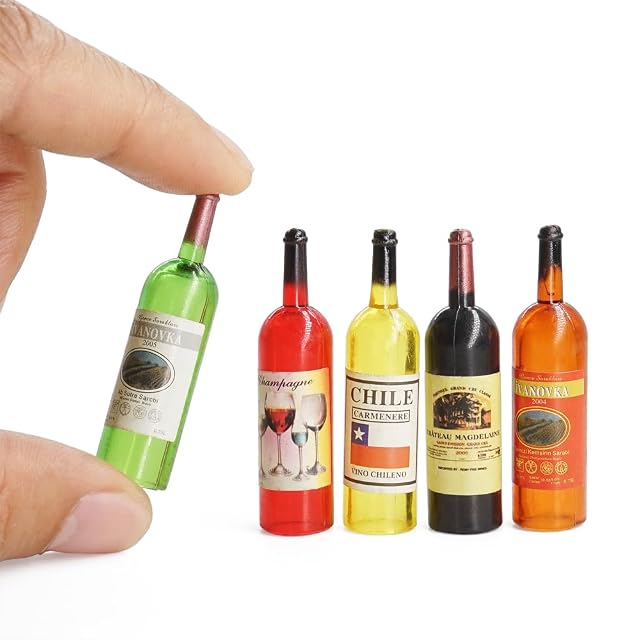 Odoria 1/6 Miniatura 5PZ Botella de Vino Cocina Accesorio para Casa de Muñecas
