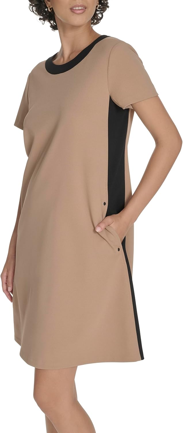 Tommy Hilfiger Women's Short Sleeve Scuba Crepe Shift Dress