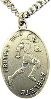 WJH Silver Tone Patron of Sports Saint Sebastian Football Athlete Medal, 1 Inch